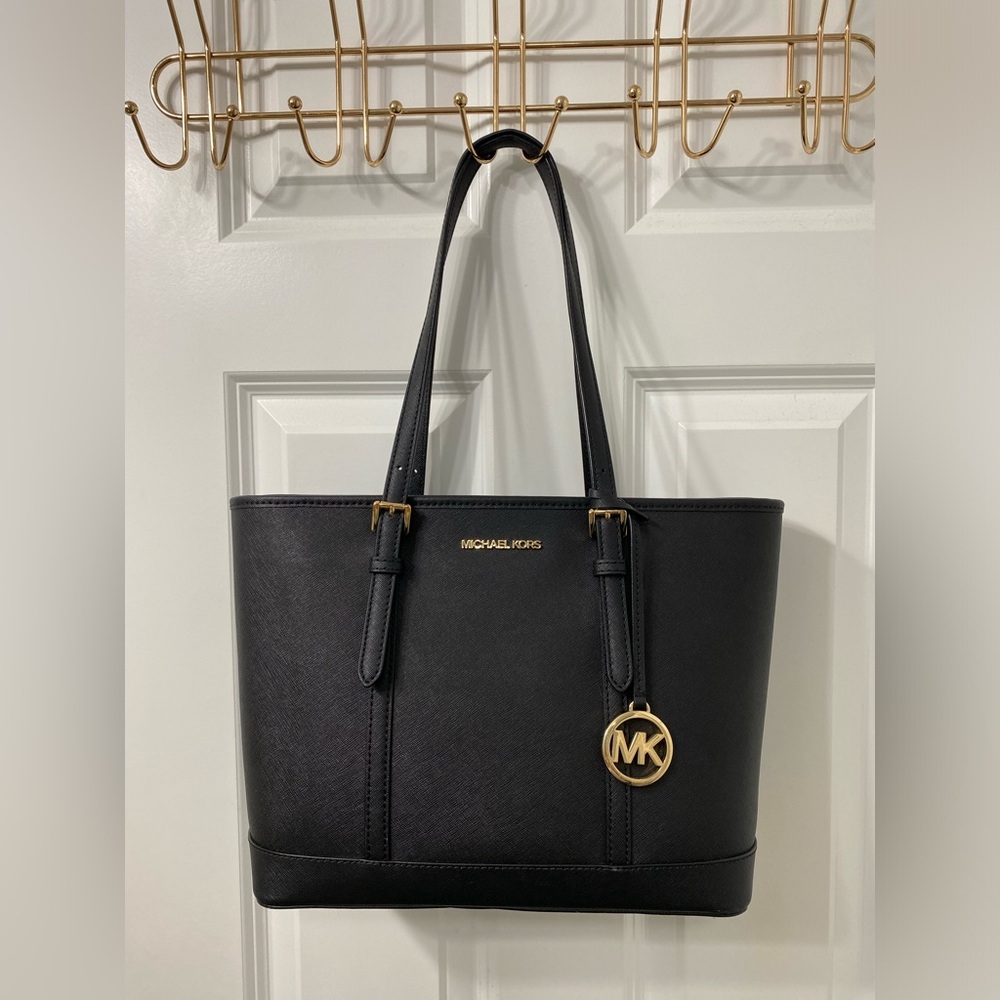 Michael Kors Black Tote with Gold Accents